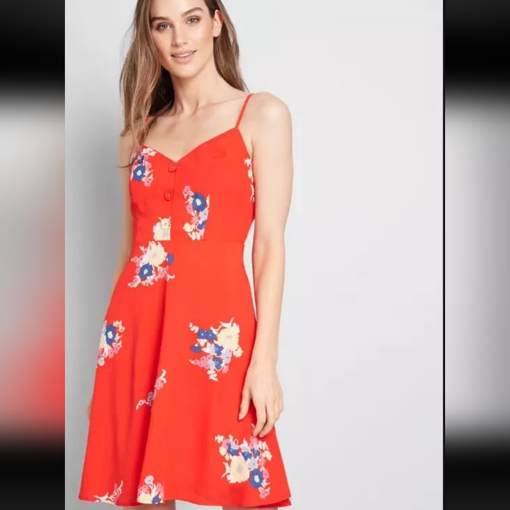 Modcloth Red Floral Mini Dress